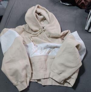PINK Victoria's Secret Beige and White Women's Hoodie